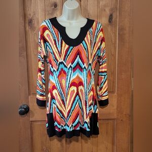 Zen Knits Multicolor Graphic Tunic Top